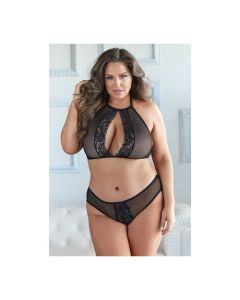 Allure Elise Halter Neck Top & Open Back Panty Black