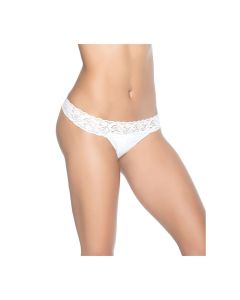 Lace Trim Thong White